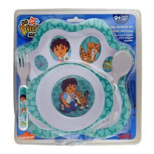 Nickelodeon Go Diego Go Dinnerware Set 4 Pieces Plate Bowl Fork Spoon NEW